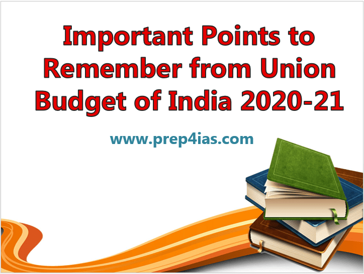 Important Points to Remember from the Union Budget of India 2020-21